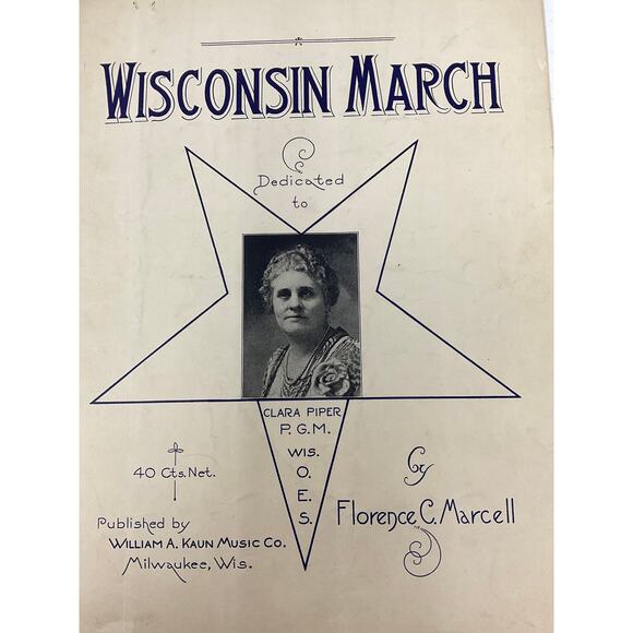 Wisconsin March Sheet Music Clara Piper Florence C. Marcell - Picture 2 of 5